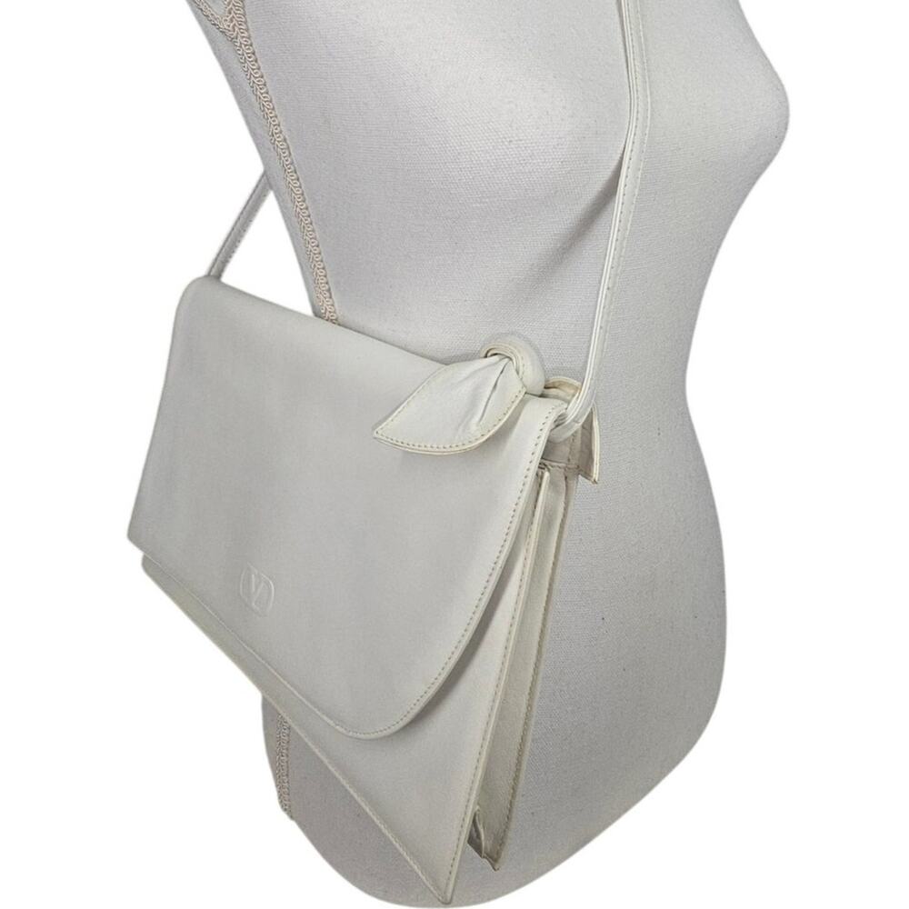 VINTAGE RARE VALENTINO GARAVANI “LES SACS” WHITE LEATHER SHOULDER BAG / CLUTCH